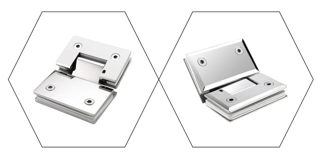 SHA060003 Adjustable Spring Glass Hinge - Glass To Glass 135°