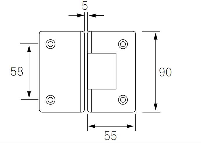 SHA060003 Adjustable Spring Glass Hinge - Glass To Glass 135°