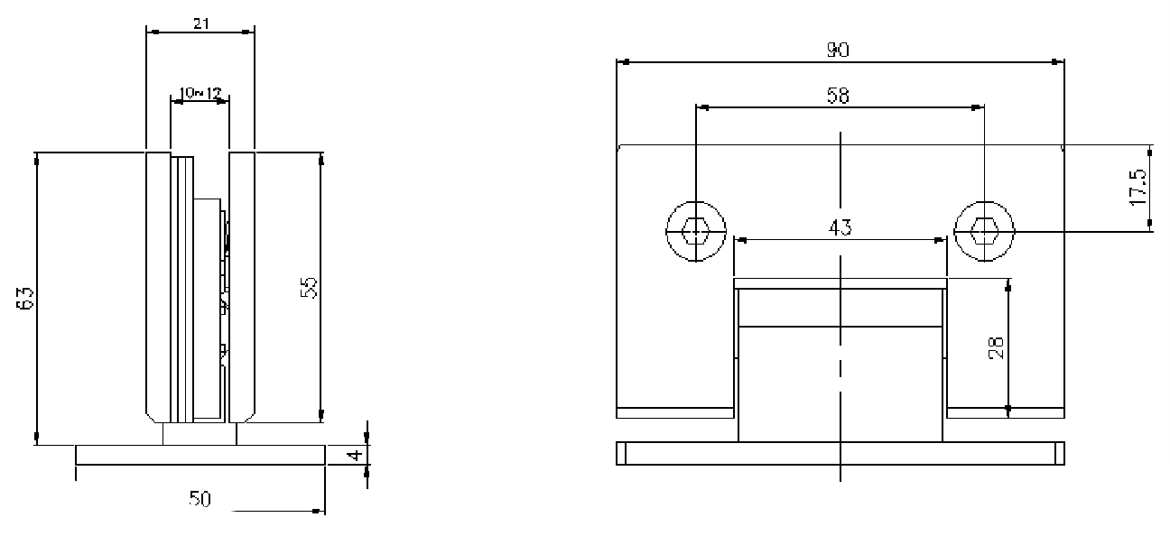 SHA210001 Adjustable Spring Glass Hinge - Wall To Glass 90°