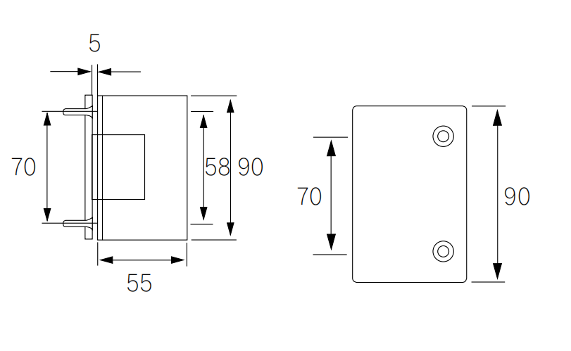 SHA210005 Adjustable Spring Glass Hinge - Eccentric Wall To Glass 90°