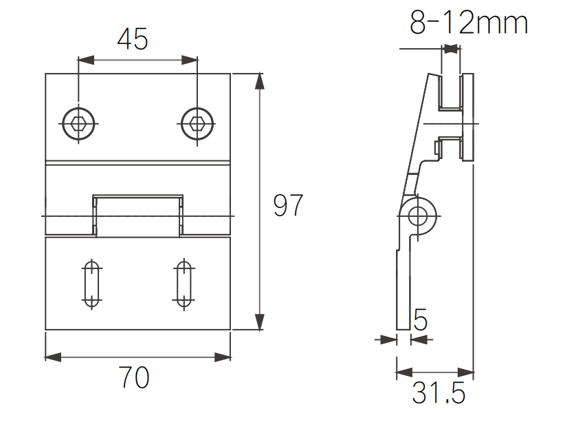 UM3081 Free Glass Hinge - Wall To Glass 90°