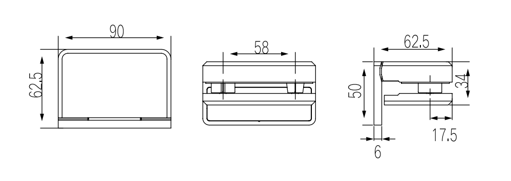 SCA050001W G-W 90° Glass door spring hinge