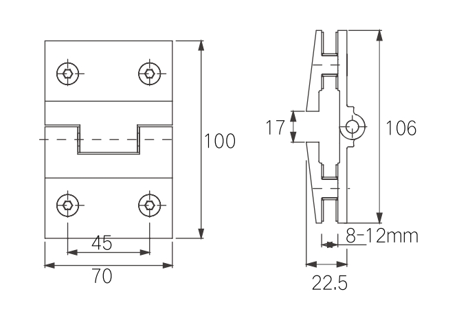 UM3079 180 degree inward glass door hinge