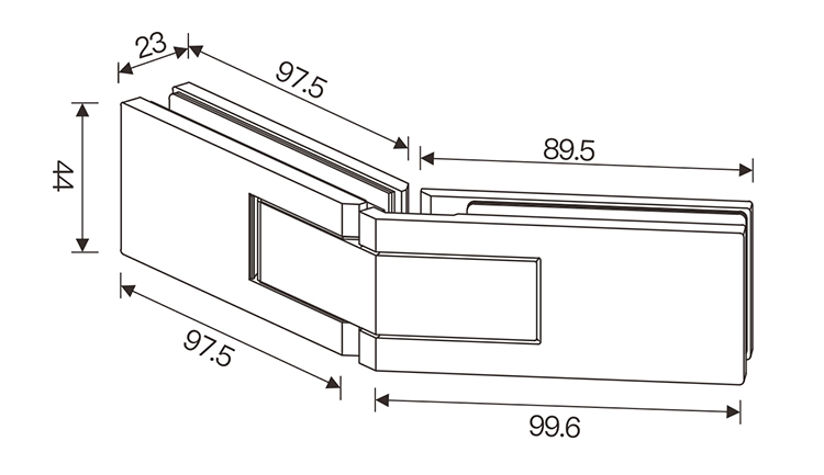 SHA370003S 135° Double Side Open Glass Hinge