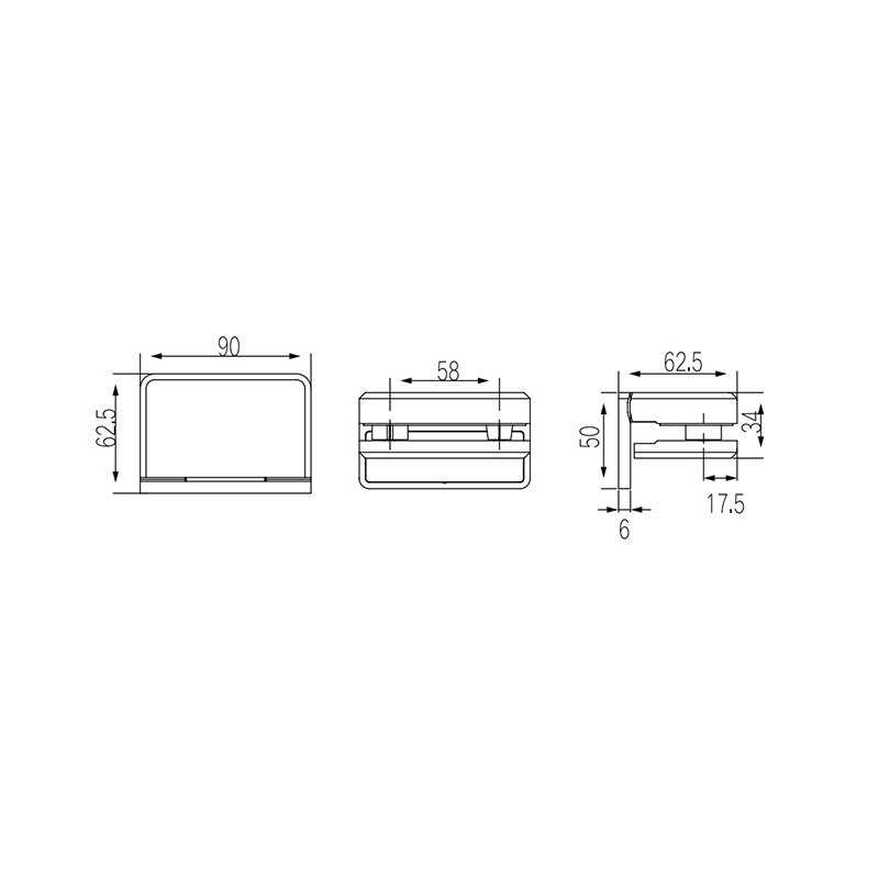 SCA050001W G-W 90° Glass door spring hinge