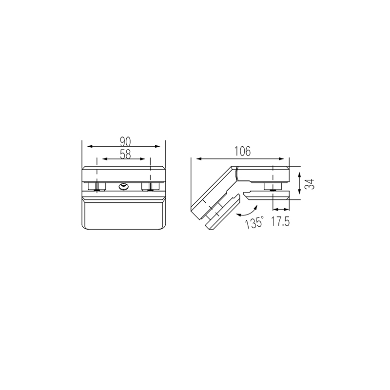 SCA050003W G-G 135° Glass door spring hinge