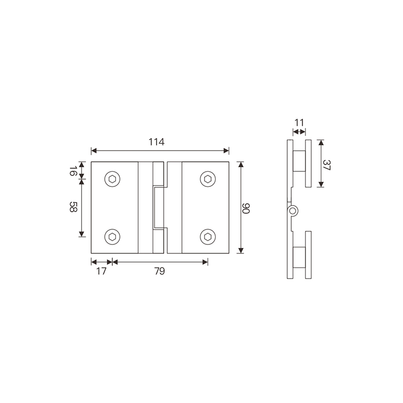SCB29002W Series Free Glass Hinge-outward opening 180 °