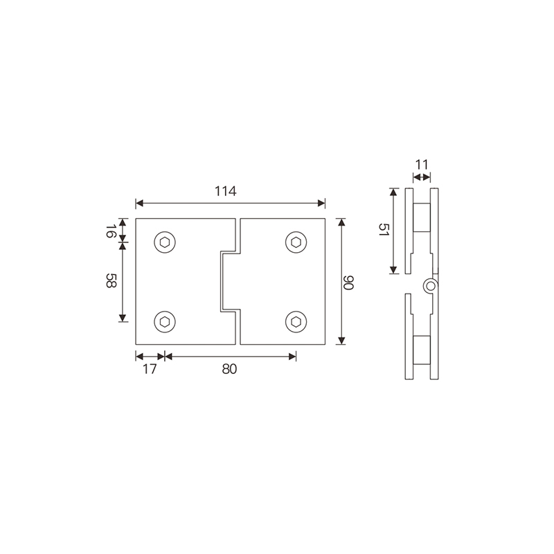 SCB29002N Series Free Glass Hinge-inward opening 180 °