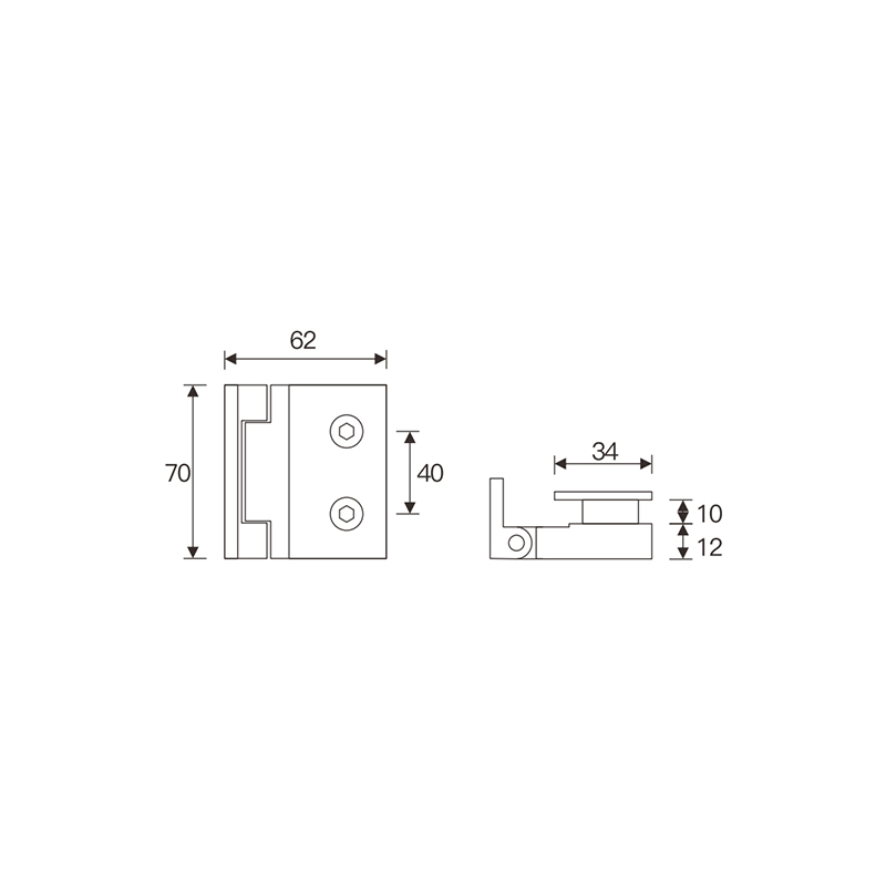 WG5001 Series Free Glass Hinge- Wall To Glass 90°