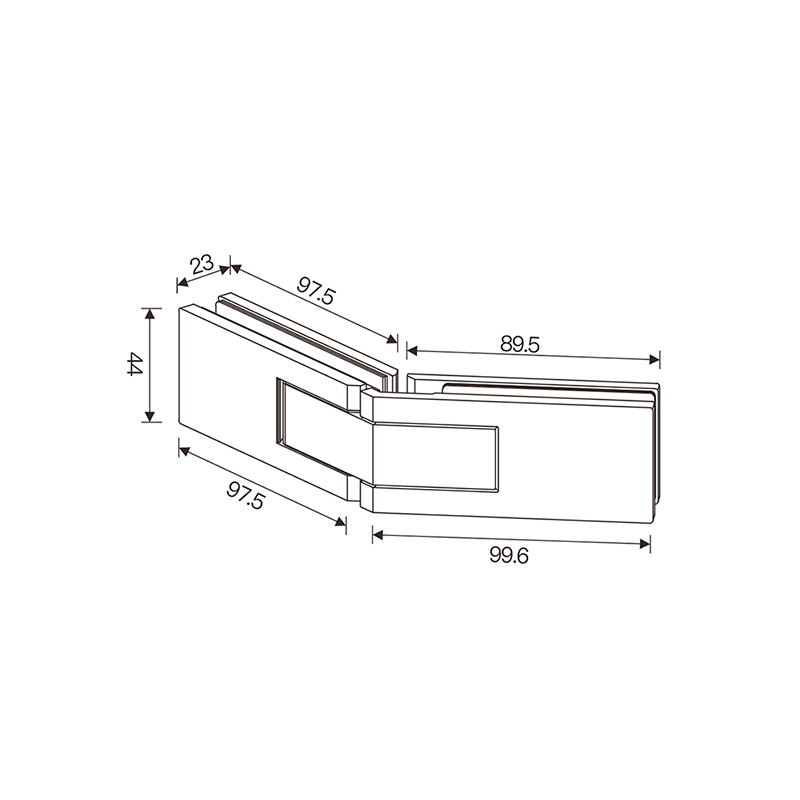 SHA370003S 135° Double Side Open Glass Hinge