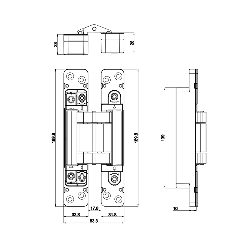 UM-G100 Hydraulic adjustable hidden hinge